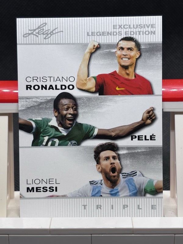 2024 Leaf Exclusive Legends Edition Triple #ELE-37 – Ronaldo, Pelé, and Messi
