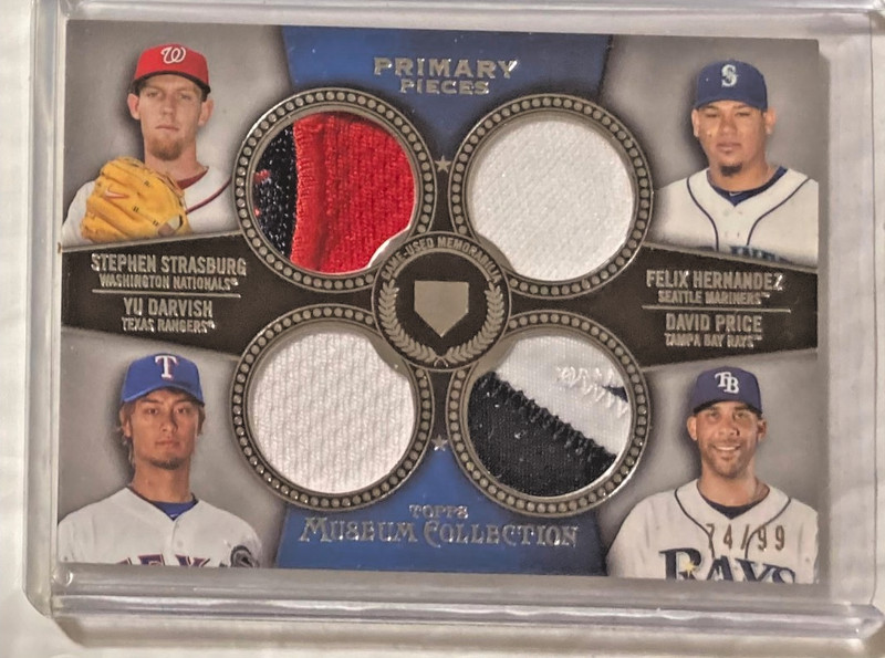 2013 MUSEUM COLL QUAD PATCH /99 STEPHEN STRASBURG YU DARVISH F HERNANDEZ D PRICE