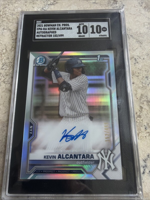Kevin Alcantara 2021 Bowman Chrome 1st Refractor Auto SGC 10 Gem CPA-KA /499