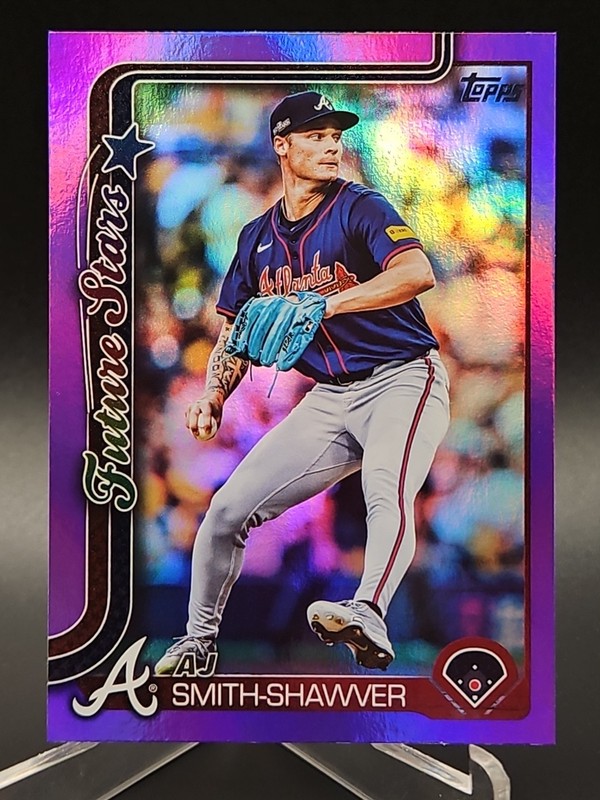 2025 Topps Series 2 Future Stars Purple Foil /250 A.J Smith-Shawver #674 Braves