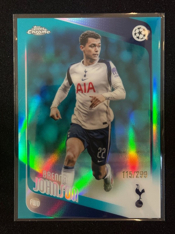 2025-26 Topps Chrome UEFA Brennan Johnson Teal Refractor /299 Tottenham