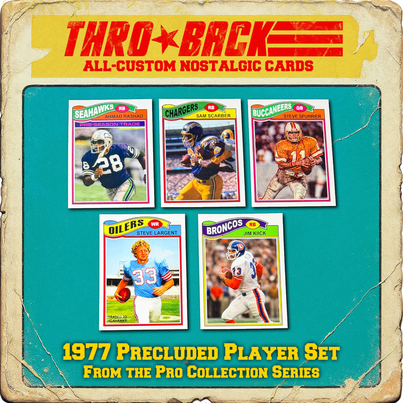 THROBACK custom Football 1977 Never-Made cards Largent Kiick Spurrier