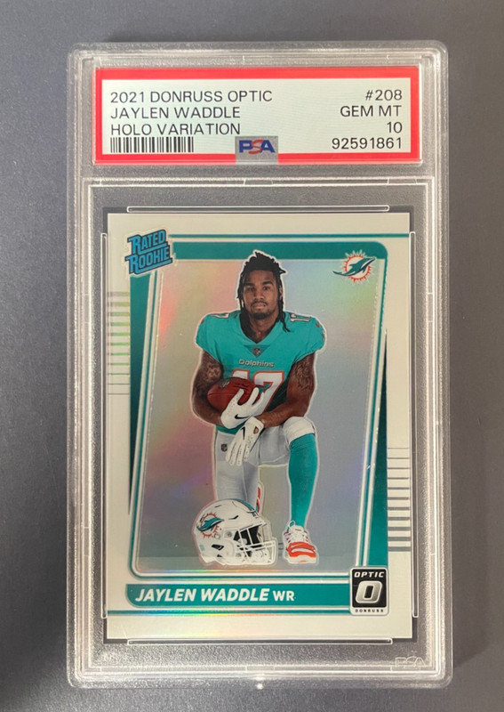 Jaylen Waddle 2021 Donruss Optic #208 Holo Variation Rated Rookie RC PSA 10