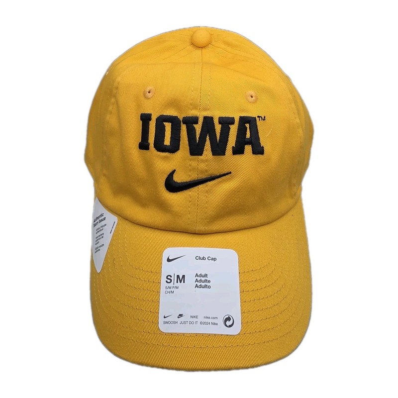 Nike Iowa Hawkeyes On Field Swoosh Club Hat Mens Small/Medium Yellow Strapback