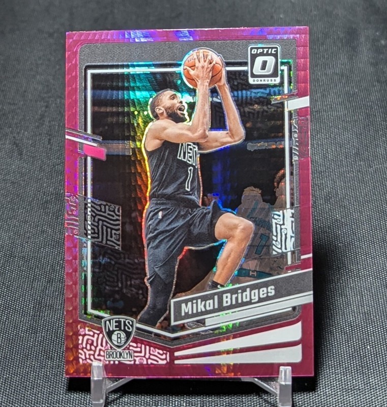 Mikal Bridges Pink Hyper Prizm Holo 2023-24 Optic NBA Card #199 Brooklyn Nets