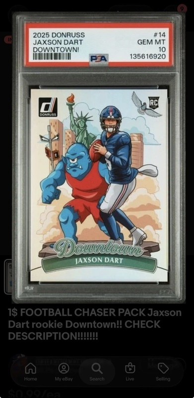 Panini Donruss 2025 Jaxson Dart Downtown! RC #14 Psa 10 Giants Chaser Pack DES