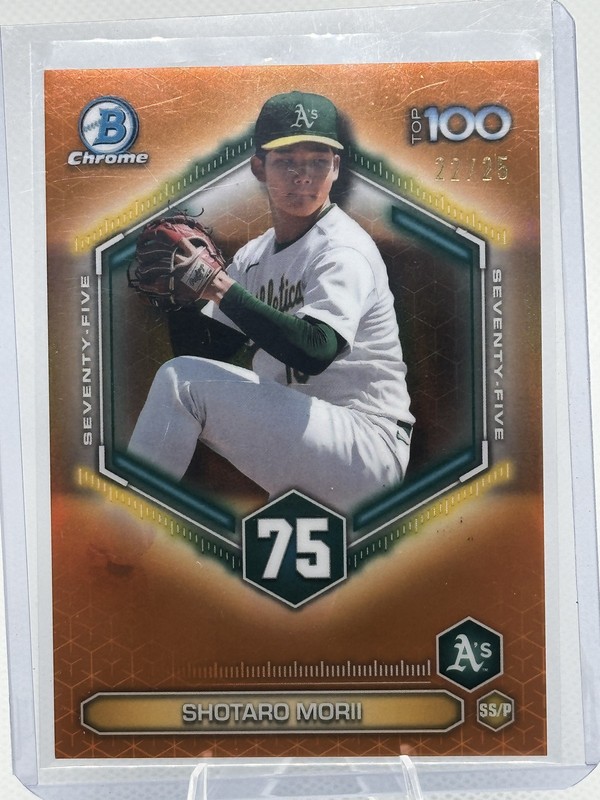 2026 Bowman #BTP-75 Shotaro Morii Bowman Scouts’ Top 100 Orange Refractors #/25