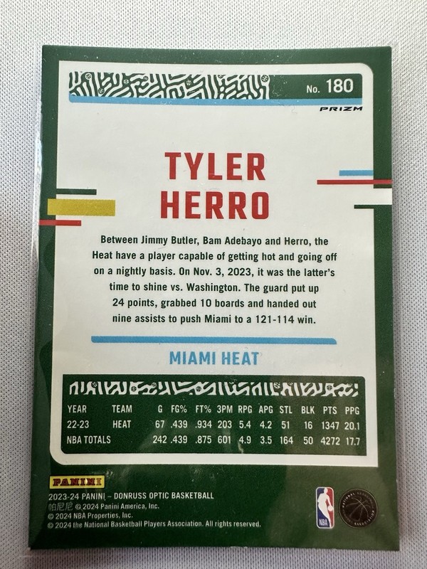 Tyler Herro | 2023-24 Panini Donruss Optic NBA | #180 Purple Prizm gallery