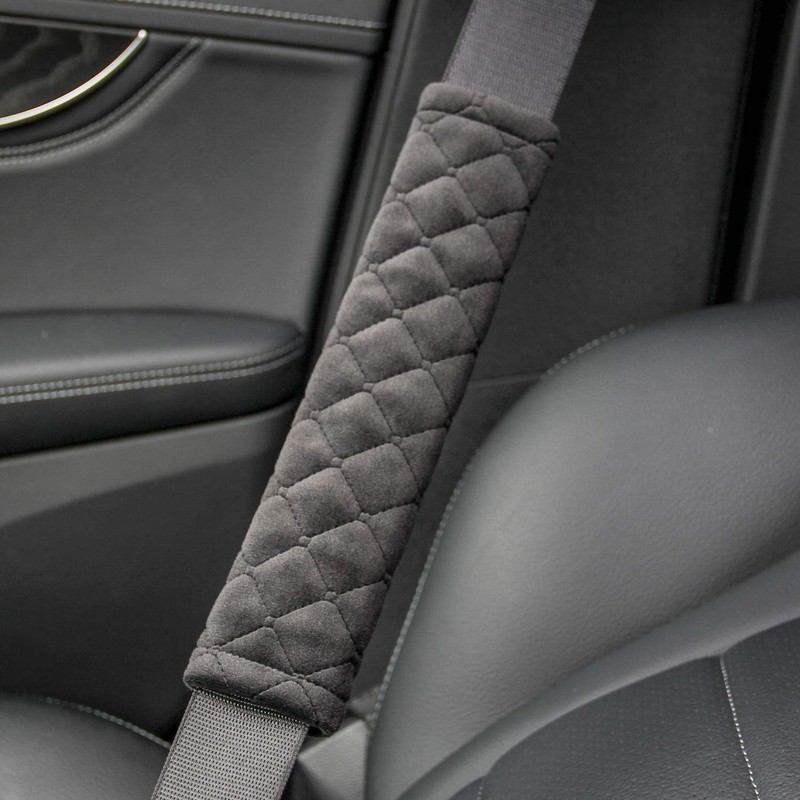 Amooca Soft Auto Seat Belt Cover Seatbelt Shoulder Pad 2 PCS for a B: Black gallery