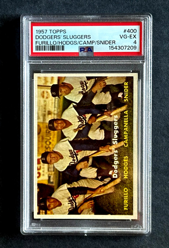 1957 TOPPS- DODGER SLUGGERS SNIDER/CAMPANELLA/HODGES/FURILLO #400 PSA 4 EX