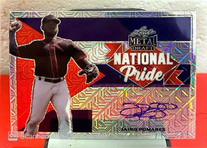 2021 Leaf Metal Draft National Pride Auto Jairo Pomares Rookie Giants #NP-JP1