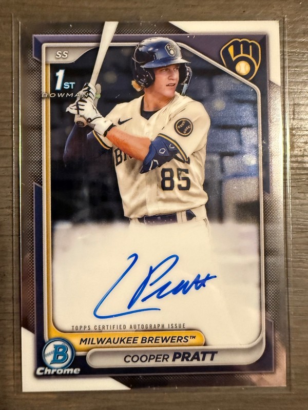 2024 Cooper Pratt 1st Bowman Chrome Prospects Auto Brewers #CPA-CPR