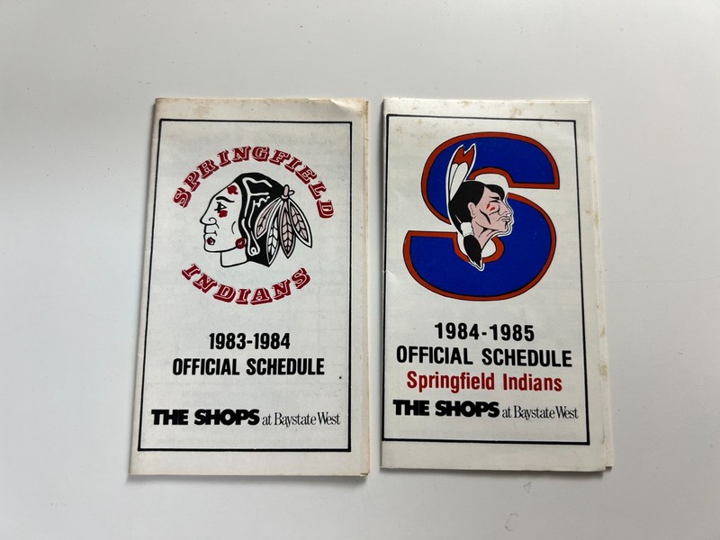 1983‑84 & 1984‑85 Springfield Indians Pocket Schedules RARE Good Condition AHL