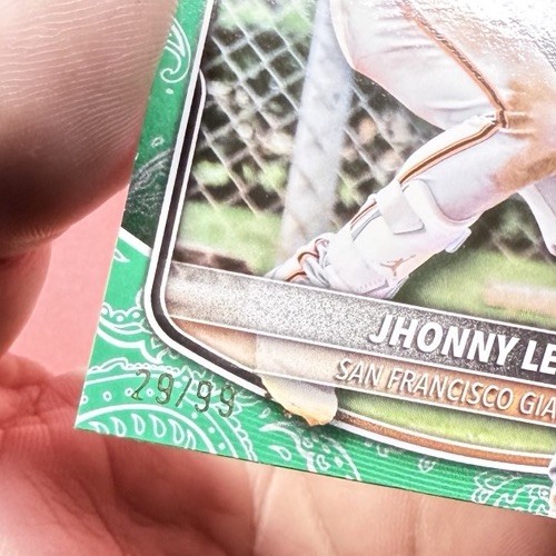 2025 1st Bowman Jhonny Level Prospect #BP-147 Green Pattern /99 Paper Giants gallery