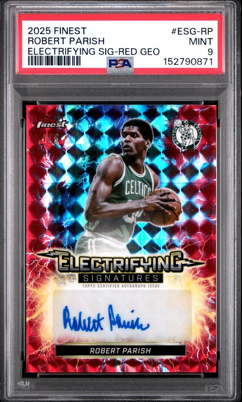 2025 TOPPS FINEST ELECTRIFYING SIGNATURES RED GEOMETRIC ROBERT PARISH 4/5 PSA 9