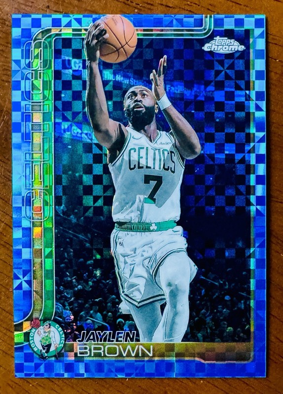 2025-26 Topps Chrome #51 Jaylen Brown BLUE X-FRACTOR SP Boston Celtics