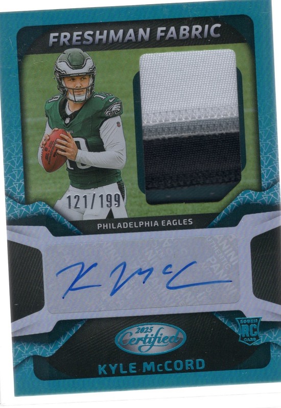 2025 Certified – Freshman Fabric Mirror AUTO Kyle McCord #FBC-KMD Teal /199 (RC)
