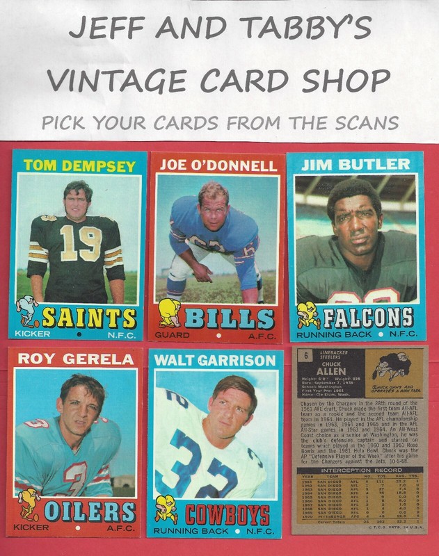 1971 TOPPS FOOTBALL #133 TO #263 / SEE DROP DOWN MENU FOR CARD YOU WILL RECEIVE.