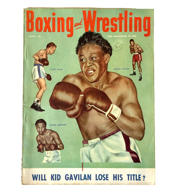 1953 Boxing and Wrestling Magazine Kid Gavilan Joe Louis Jack Delaney Vintage