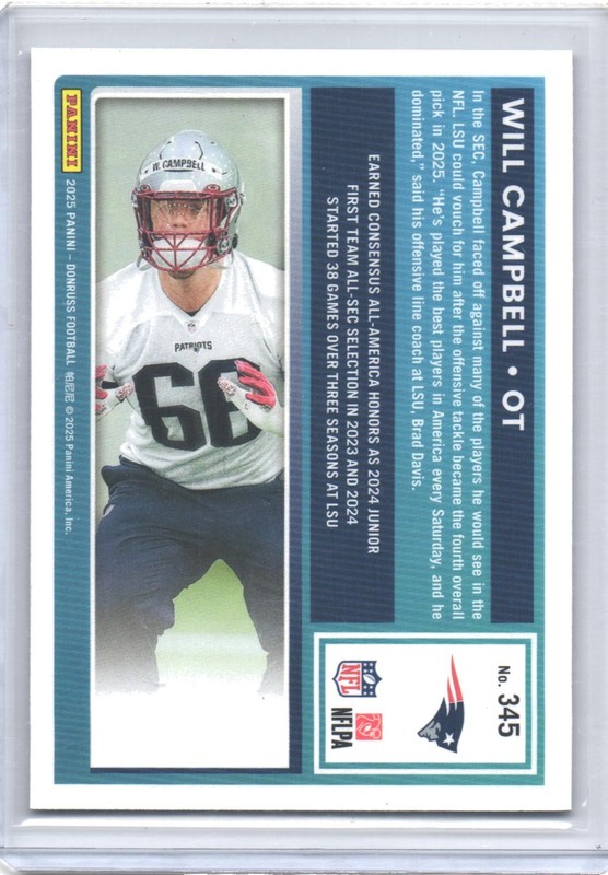 2025 Donruss Will Campbell #345 No Name Rated Rookie Holo SSP gallery
