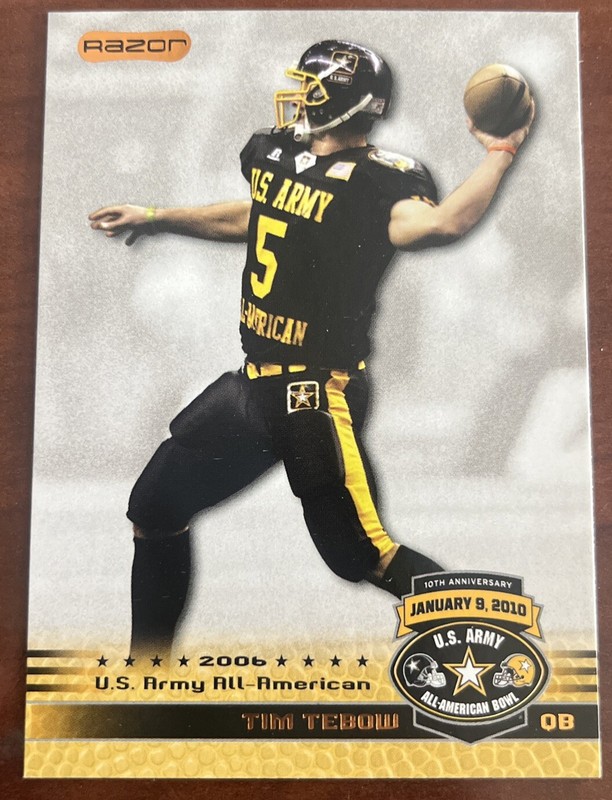 2010 Razor US Army All-American Bowl Promos Tim Tebow #TB1 Rookie RC