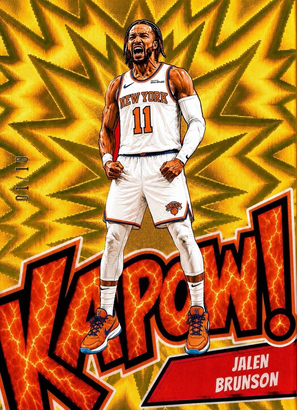 2026 Jalen Brunson Vertical Gold Kapow Original Art Card #01/10 Knicks Finals