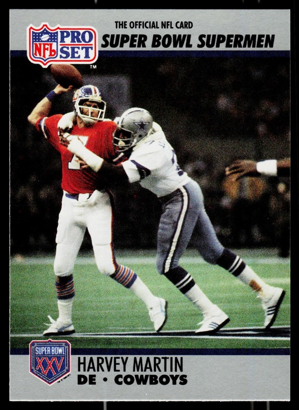 Harvey Martin, 1990-91 Pro Set Super Bowl XXV Silver, #79, Dallas Cowboys,