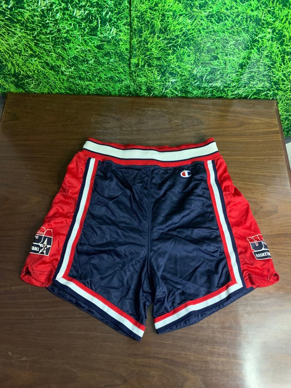 USA Men’s Basketball 1992 Road Game Shorts Navy/Red/White Champion Size 36