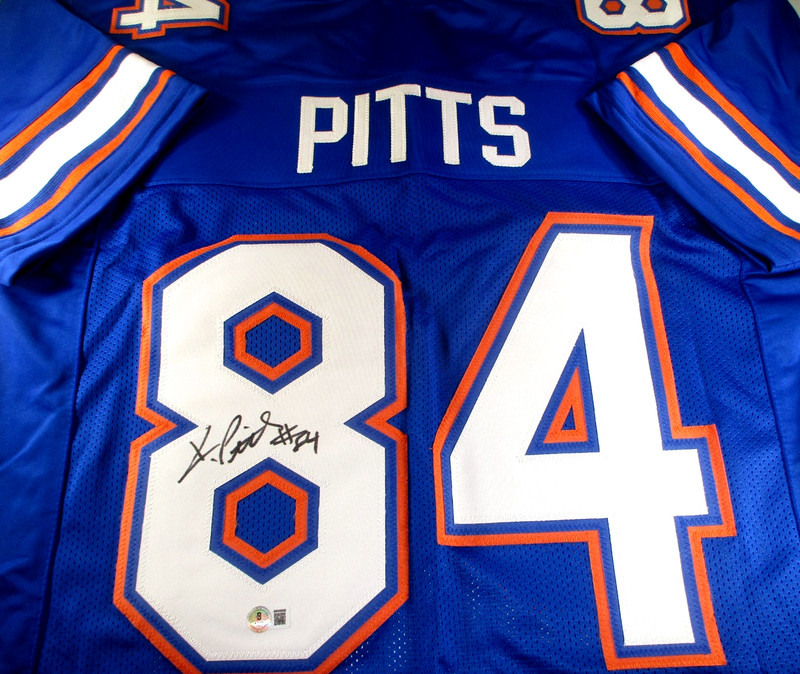 Kyle Pitts / Autographed Florida Gators Blue Custom Football Jersey / Beckett