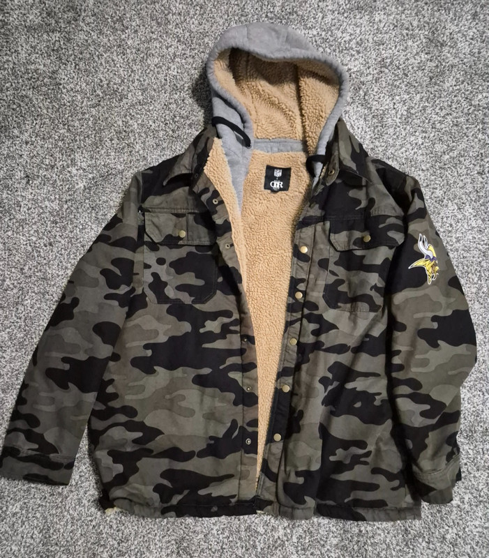 Darius Rucker NFL Collab Camo Hooded Jacket Minnesota MN Vikings XL