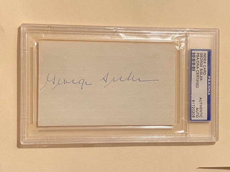 PSA DNA SIGNED GEORGE SISLER HOF INDEX CARD AUTO 3X5 AUTOGRAPH