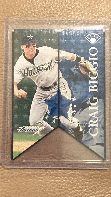 1997 Leaf Banner Cutout Craig Biggio Golden Glove Astros Serial Number 1714/2500