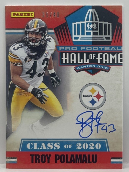 2020 Panini Hall Of Fame Troy Polamalu Auto Autograph On Card #/40 Steelers HOF