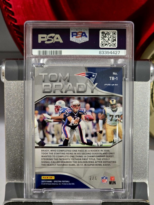 2019 Panini Spectra - Tom Brady Tribute Tom Brady #TB-1 Psychedelic Prizm 1/5 gallery