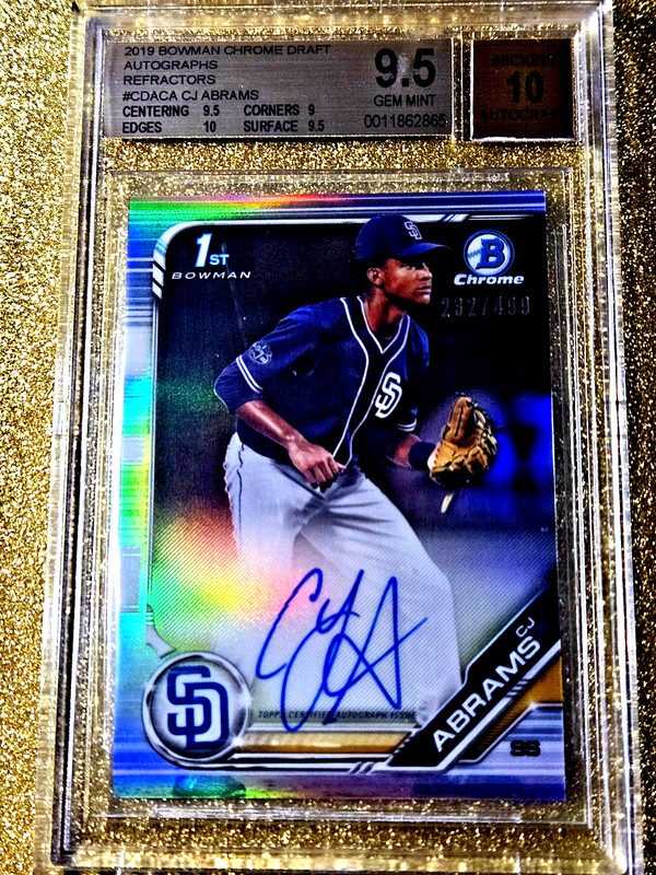 2019 Bowman Chrome Auto 1st CJ ABRAMS Rookie Refractor Autograph /499 Gem CDA-CA