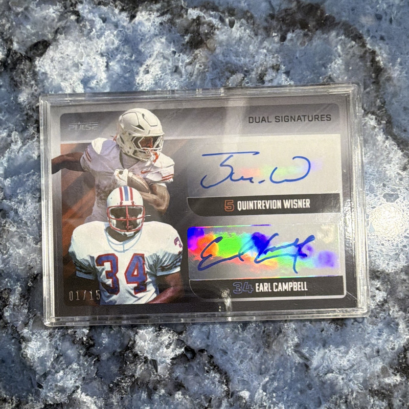 Pulse 2025 Football Dual Signatures Earl Campbell/Wisner Auto DS-ECQW 01/15
