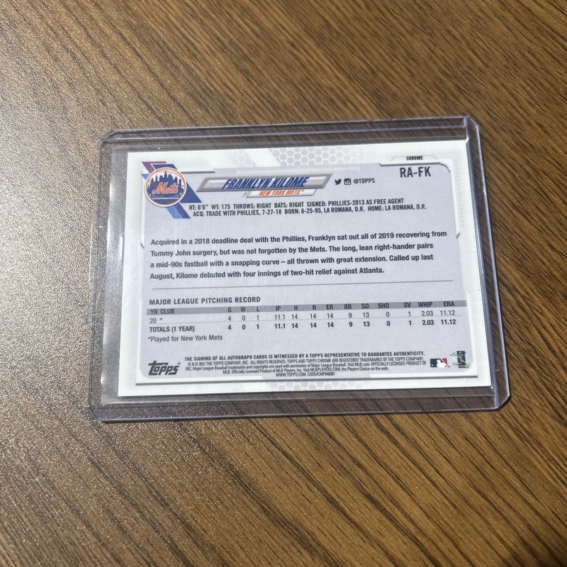 2021 Topps Chrome - Rookie Autographs Franklyn Kilome #RA-FK Black and White SP gallery
