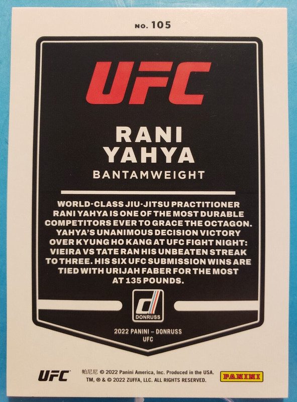 2022 DONRUSS UFC #105 RANI YAHYA - SILVER LASER 17/99 gallery