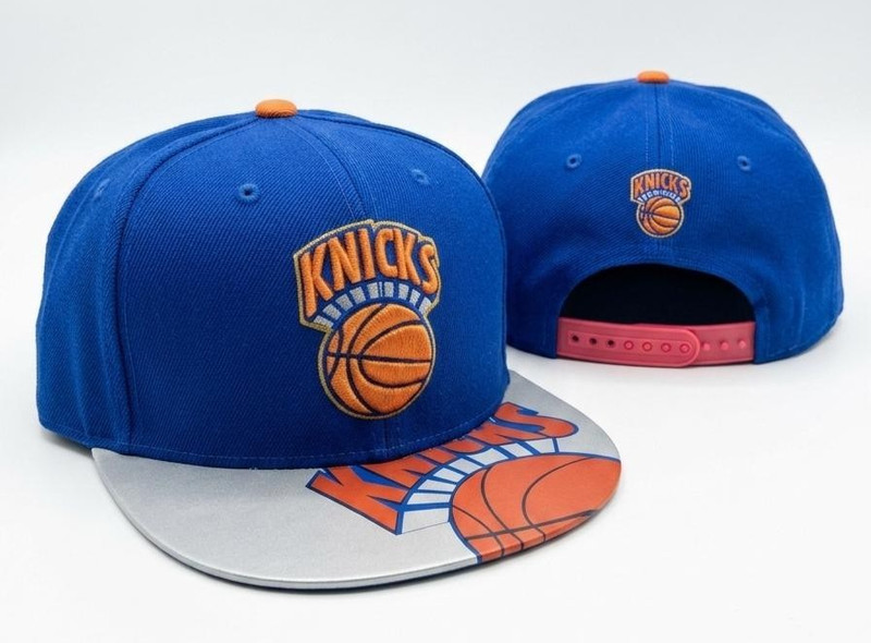 New York Knicks Blue Snapback Hat Flat Bill Adjustable NBA Fan Cap Printed Brim