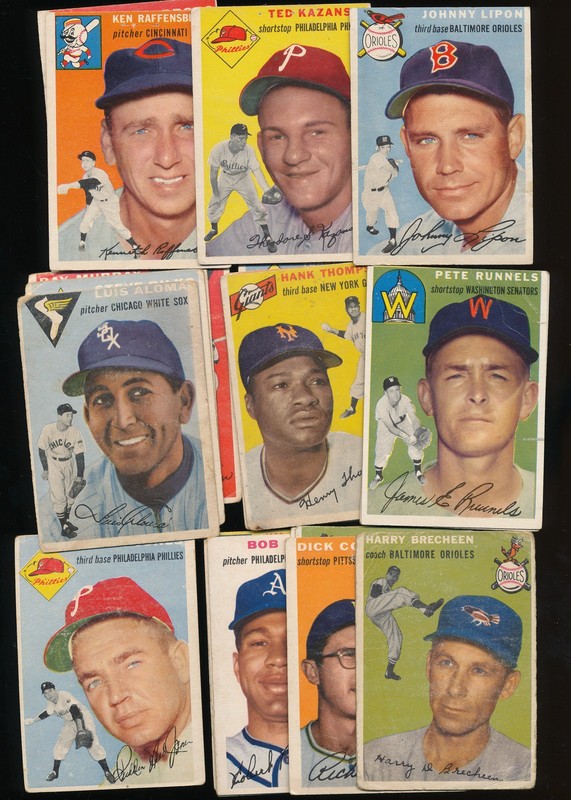 (22) misc 1954 Topps baseball common lot – Pr – Gd – L1212