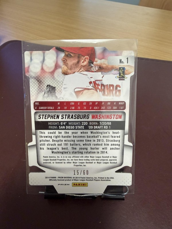 2014 Panini Prizm #1 Stephen Strasburg Prizms Orange Die Cut #/60 gallery