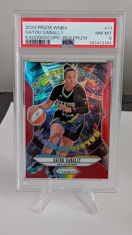 Satou Sabally: 2024 Panini Prizm, RED PRIZM KALEIDOSCOPIC, #11, "18/99" PSA8!