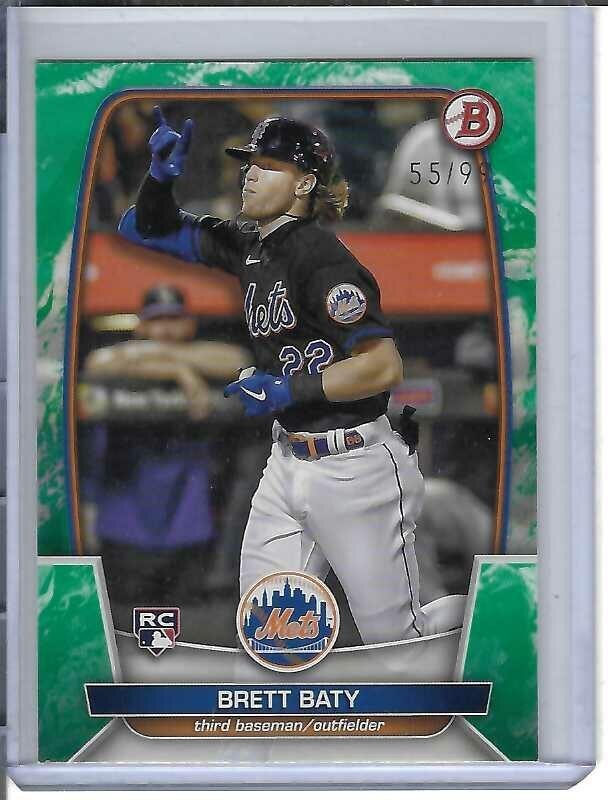 2023 Bowman Brett Baty RC Green Pattern Parallel 55/99 New York Mets #80