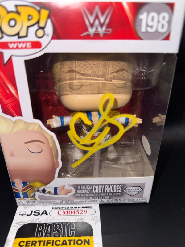 CODY RHODES signed autographed WWE FUNKO POP FIGURE #198 w/ COA JSA gallery