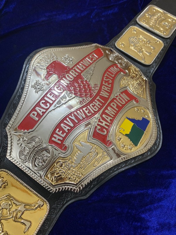 NWA Pacific Northwest Championship Belt – Dual Plated – 4mm Zinc – Real Leather