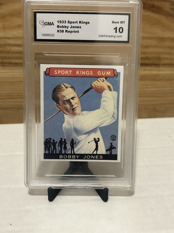 GMA 10 – 1933 Sport Kings Gum – Bobby Jones #38 Reprint – GEM MT 10