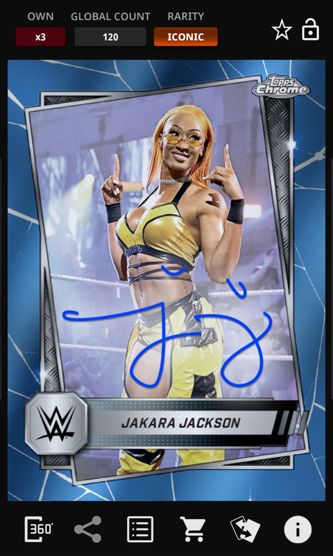 Topps WWE Slam 2025 Jakara Jackson Chrome Blue Signature 150cc Iconic DIGITAL
