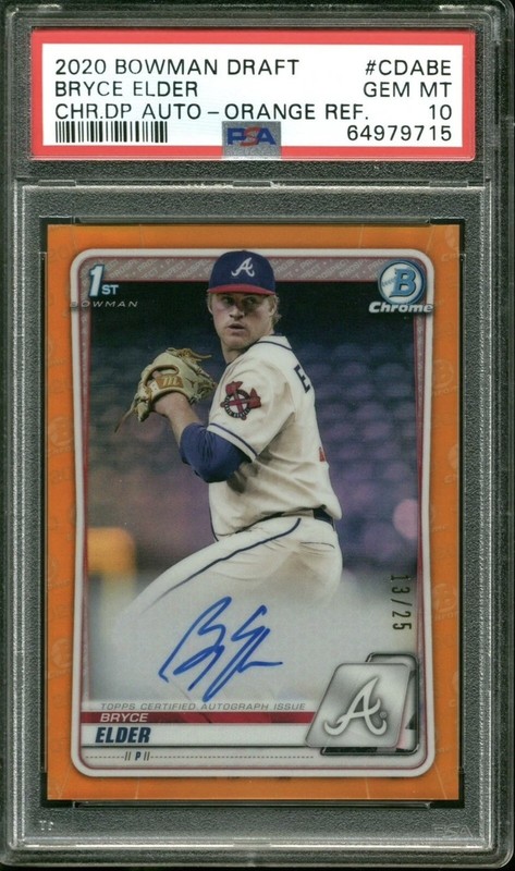 2020 BOWMAN DRAFT CHROME AUTO ORANGE REFRACTORS BRYCE ELDER RC /25 PSA 10 BRAVES