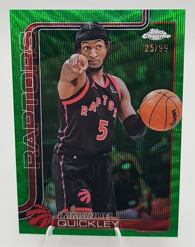 2025-26 Topps Chrome Immanuel Quickley Green Wave Refractor /99 Toronto Raptors
