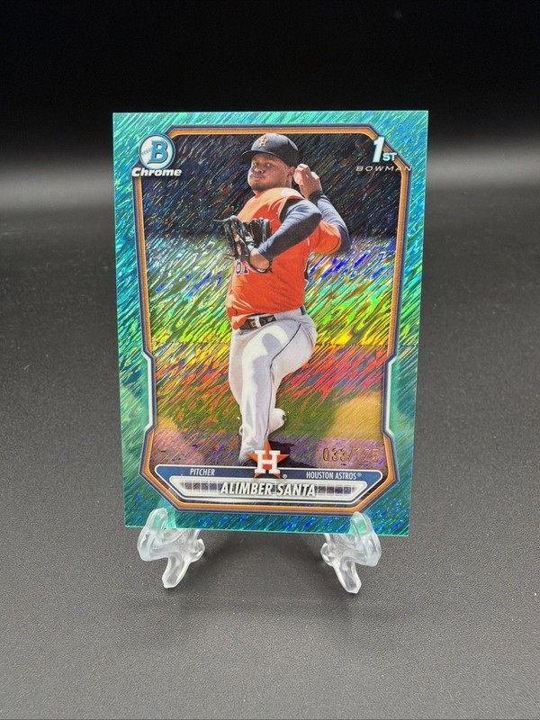 2026 Bowman Alimber Santa 1st Chrome Aqua Shimmer Refractor /125